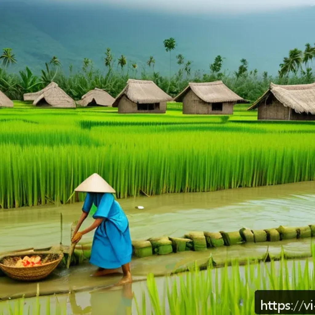 기후 난민 문제 해결을 위한 새로운 법적 프레임워크 - A vibrant scene depicting a Vietnamese coastal community adapting to climate change: local men and w...