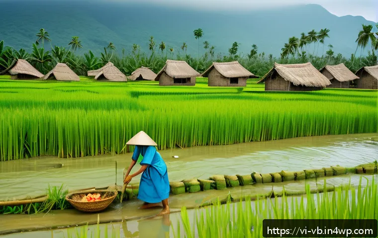 기후 난민 문제 해결을 위한 새로운 법적 프레임워크 - A vibrant scene depicting a Vietnamese coastal community adapting to climate change: local men and w...